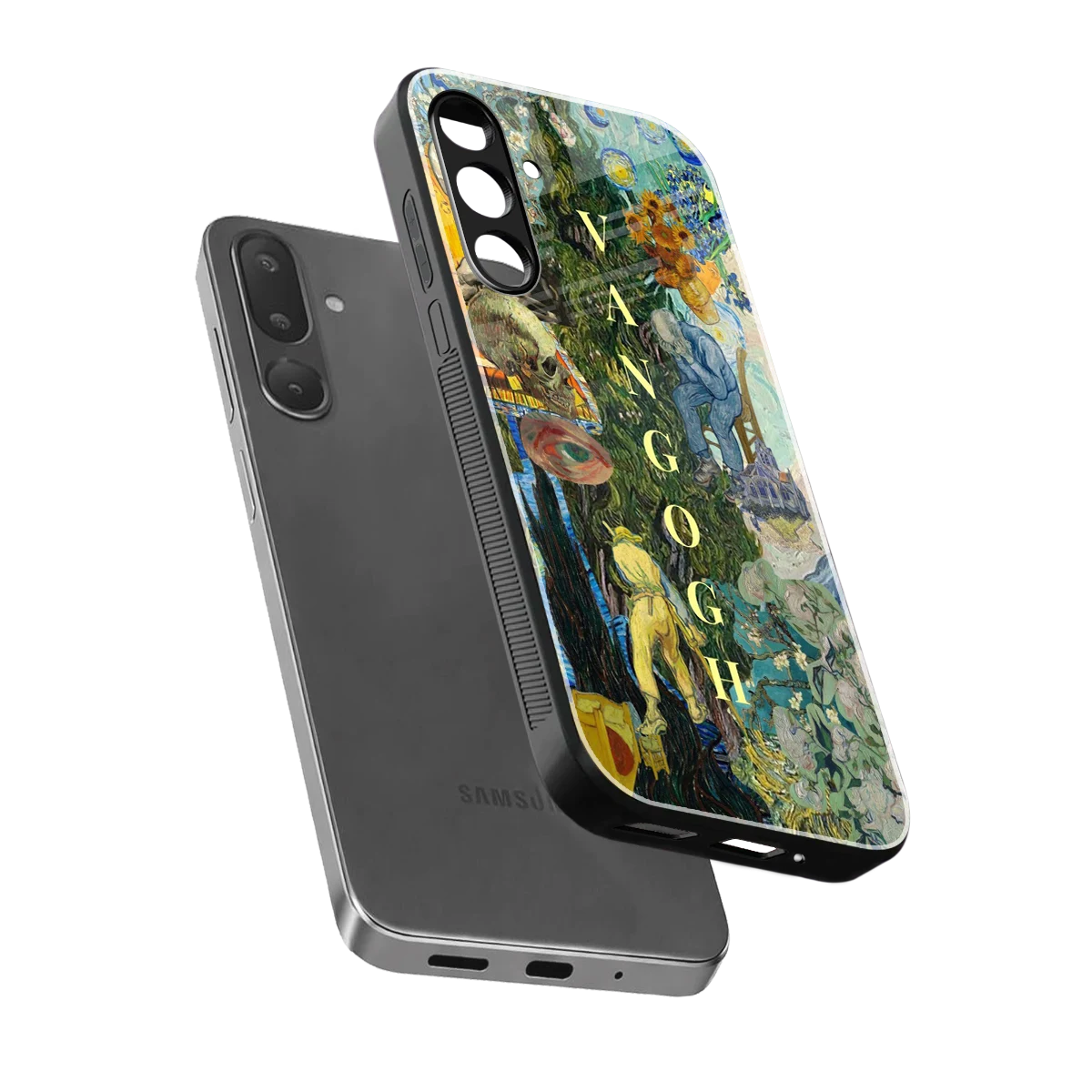 Van Gogh Collage sleek samsung galaxy m36 5g cover with tempered glass back and TPU edges