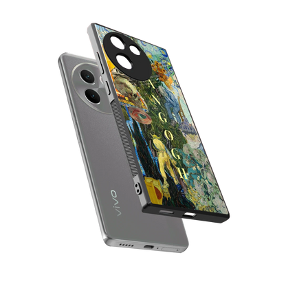 Van Gogh Collage sleek vivo v30e cover with tempered glass back and TPU edges