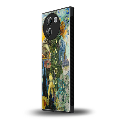 Van Gogh Collage vivo v30e mobile cover | shockproof glass phone case