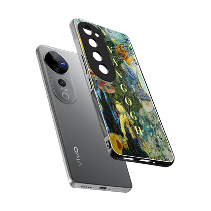 Van Gogh Collage sleek vivo v40 pro cover with tempered glass back and TPU edges