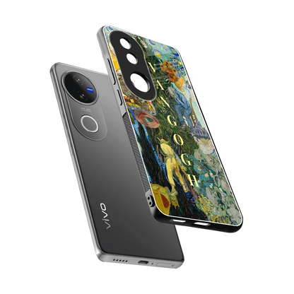 Van Gogh Collage sleek vivo v50 cover with tempered glass back and TPU edges