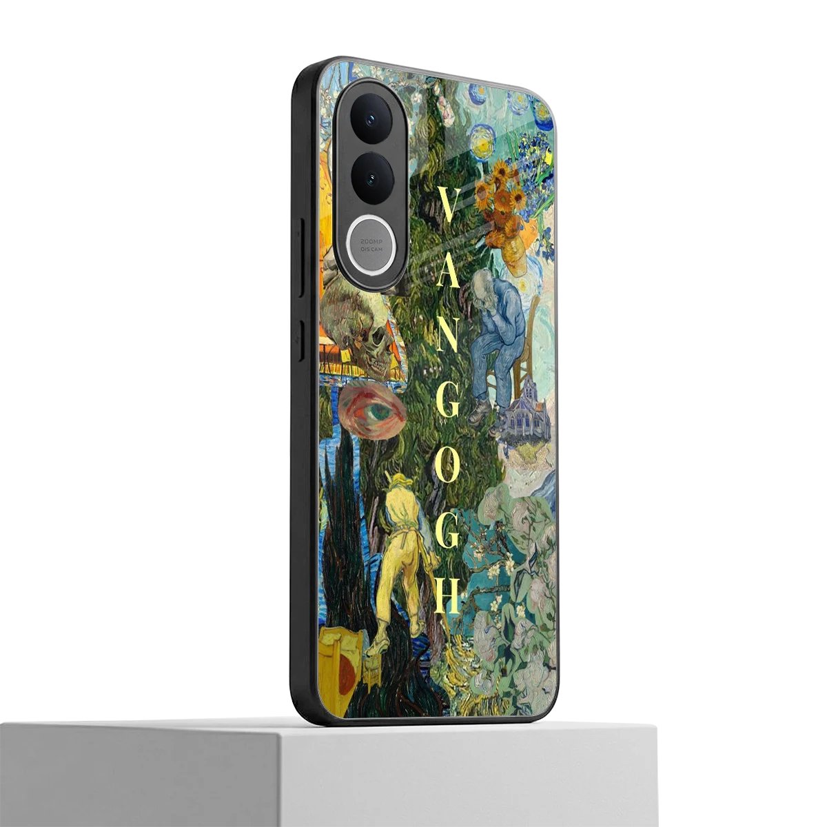 Van Gogh Collage vivo v70 fe mobile cover | shockproof glass phone case