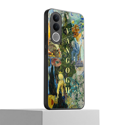 Van Gogh Collage vivo v70 fe mobile cover | shockproof glass phone case