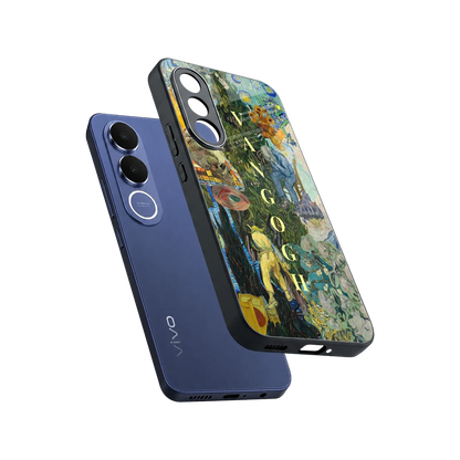 Van Gogh Collage sleek vivo v70 fe cover with tempered glass back and TPU edges