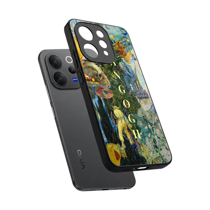 Van Gogh Collage sleek vivo v70 cover with tempered glass back and TPU edges