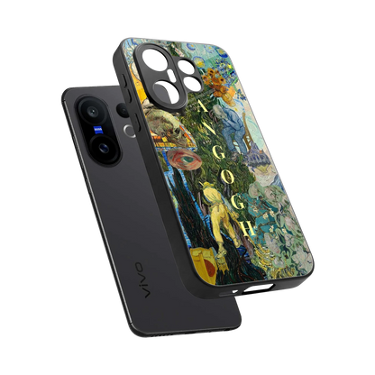 Van Gogh Collage sleek vivo x200 fe cover with tempered glass back and TPU edges