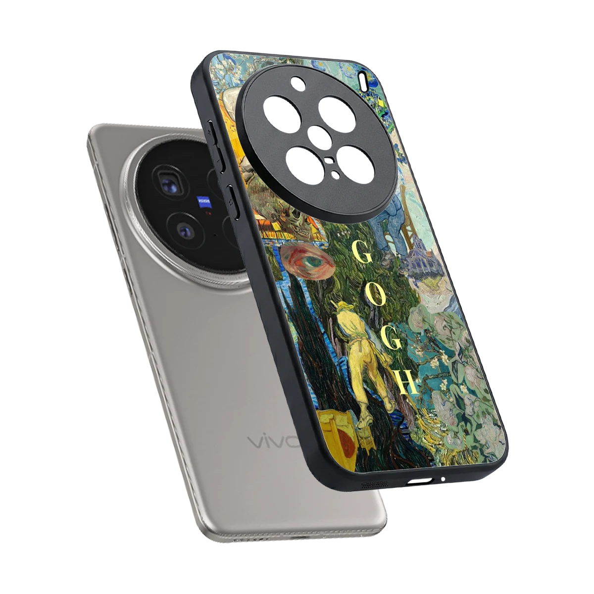 Van Gogh Collage sleek vivo x200 pro cover with tempered glass back and TPU edges
