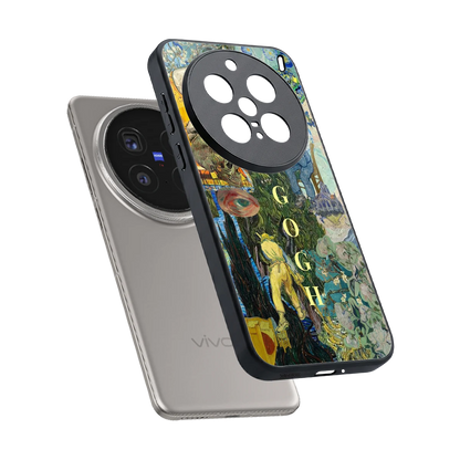 Van Gogh Collage sleek vivo x200 pro cover with tempered glass back and TPU edges