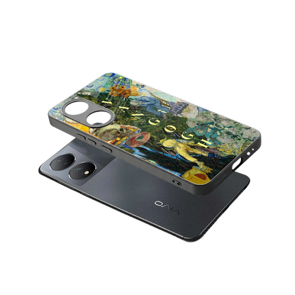 Van Gogh Collage sleek Vivo-y100 cover with tempered glass back and TPU edges