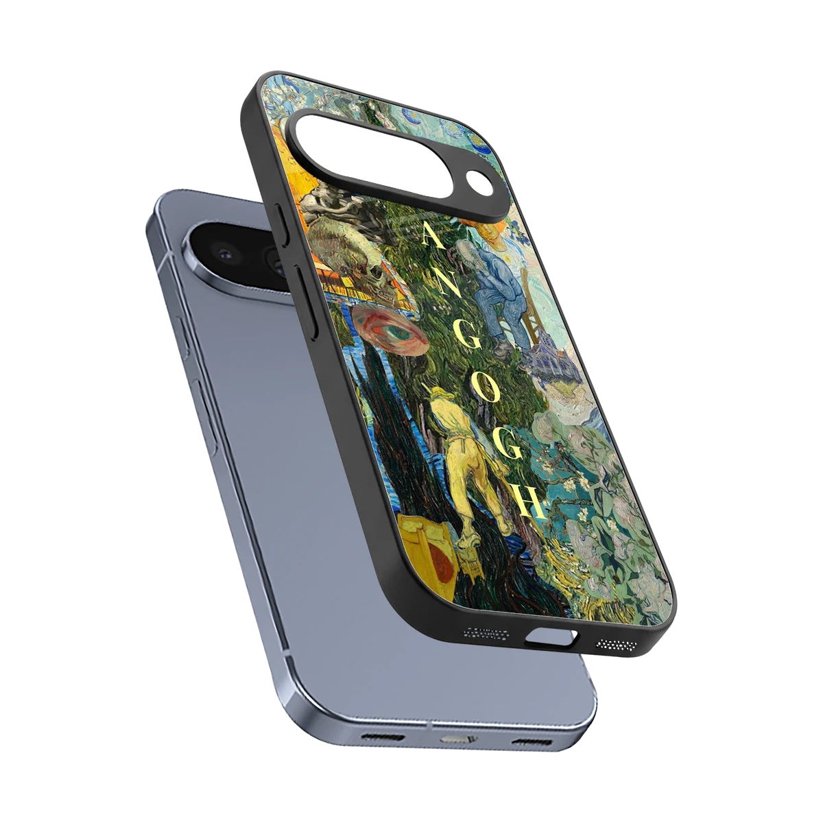 Van Gogh Collage sleek google pixel 10 cover with tempered glass back and TPU edges