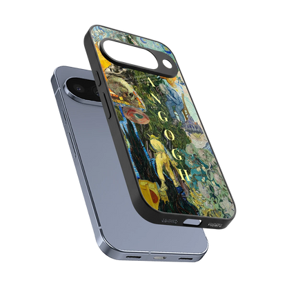 Van Gogh Collage sleek google pixel 10 cover with tempered glass back and TPU edges