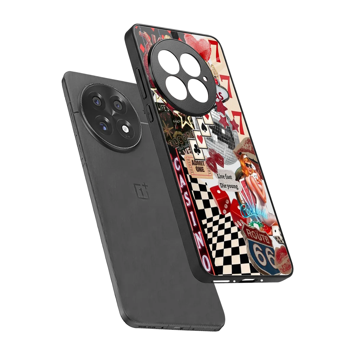 Vegas Vibes sleek oneplus 13 cover with tempered glass back and TPU edges