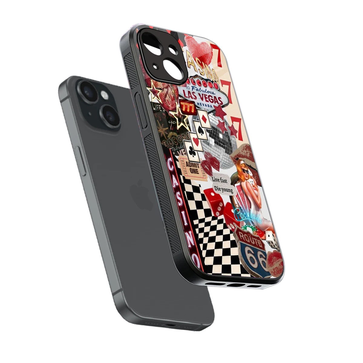 Vegas Vibes sleek iphone 13 cover with tempered glass back and TPU edges