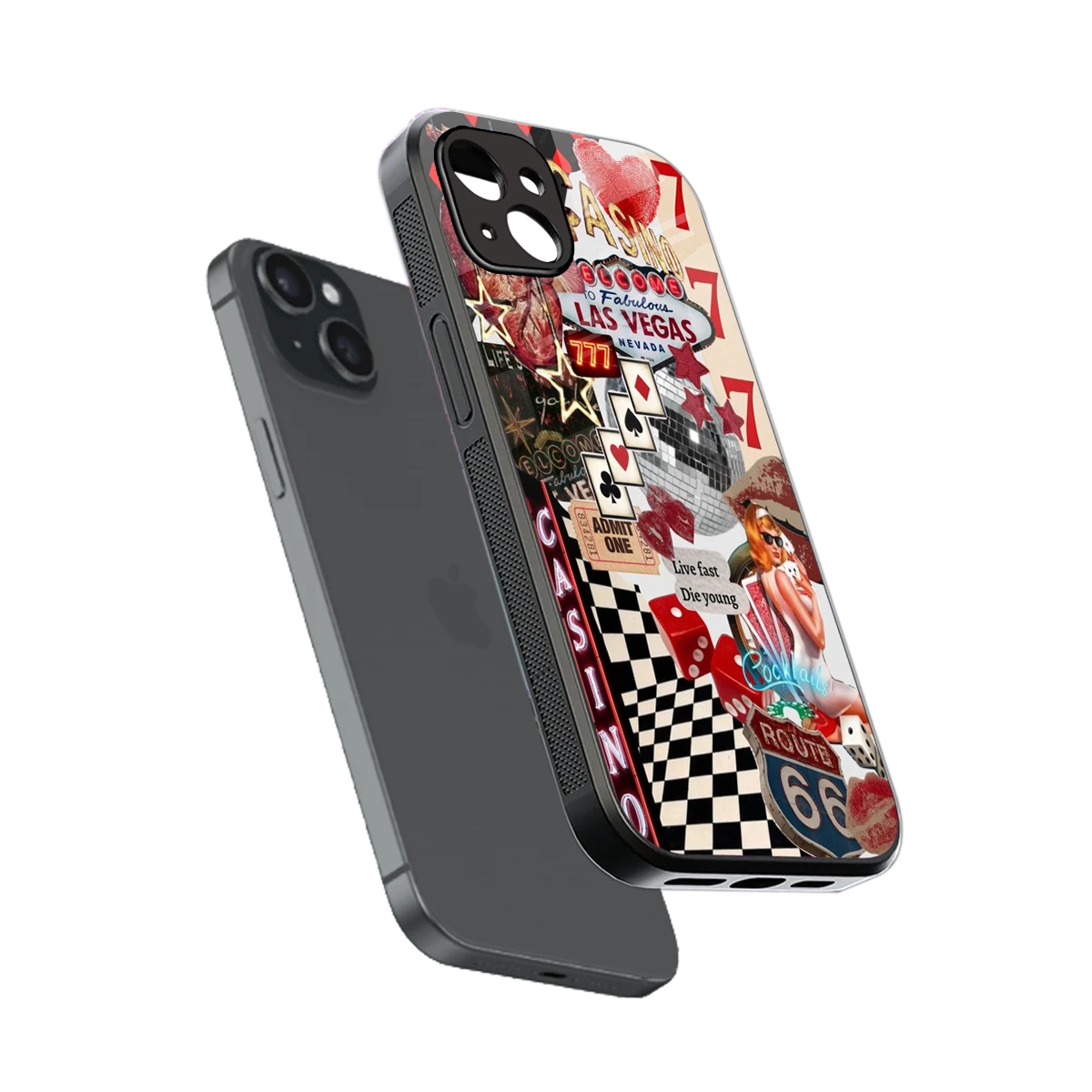 Vegas Vibes sleek iphone 14 plus cover with tempered glass back and TPU edges