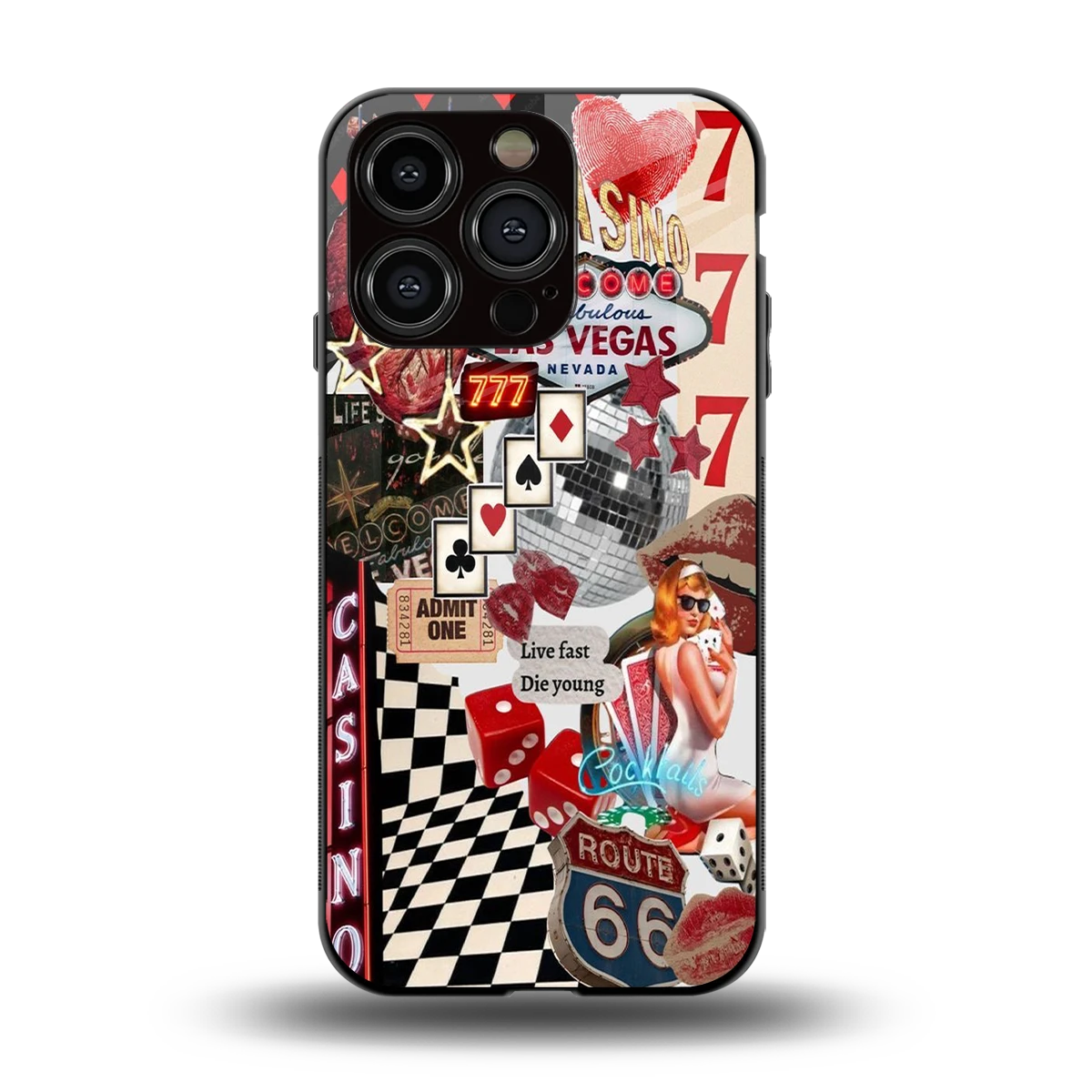 Vegas Vibes back phone cover | glass case for iphone 15 pro