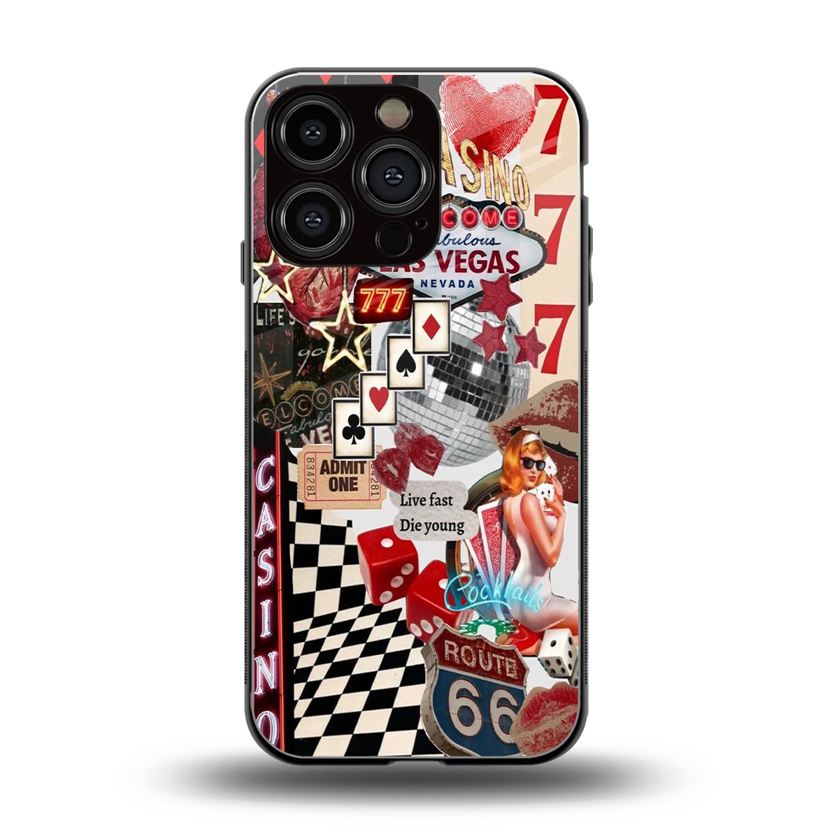 Vegas Vibes back phone cover | glass case for iphone 16 pro