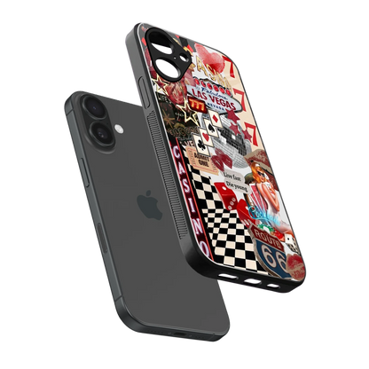 Vegas Vibes sleek iPhone 16 cover with tempered glass back and TPU edges
