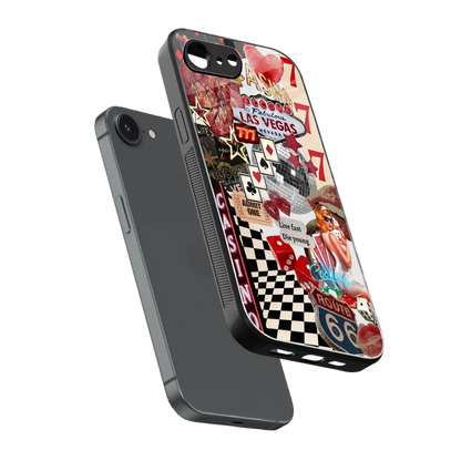 Vegas Vibes sleek iphone 16e cover with tempered glass back and TPU edges