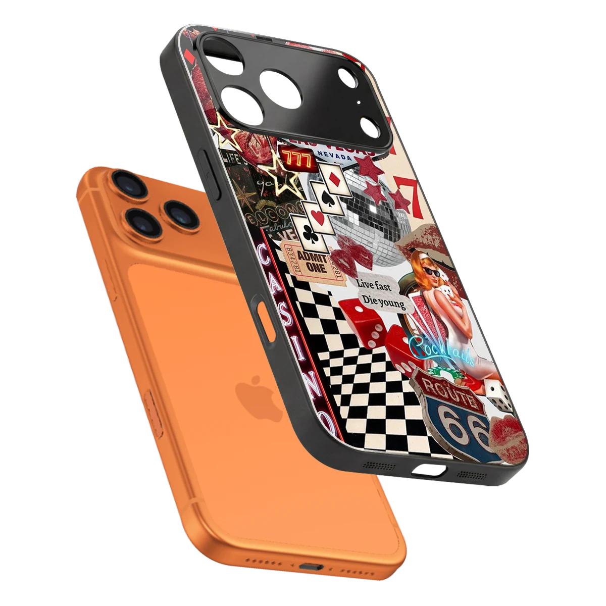 Vegas Vibes sleek iphone 17 pro max cover with tempered glass back and TPU edges
