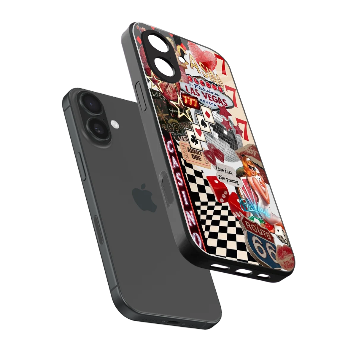Vegas Vibes sleek iphone 17 cover with tempered glass back and TPU edges
