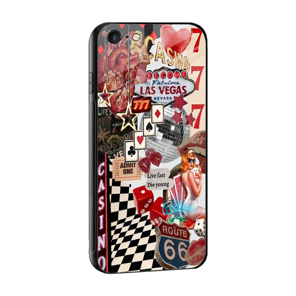 Vegas Vibes sleek iphone 6s cover with tempered glass back and TPU edges