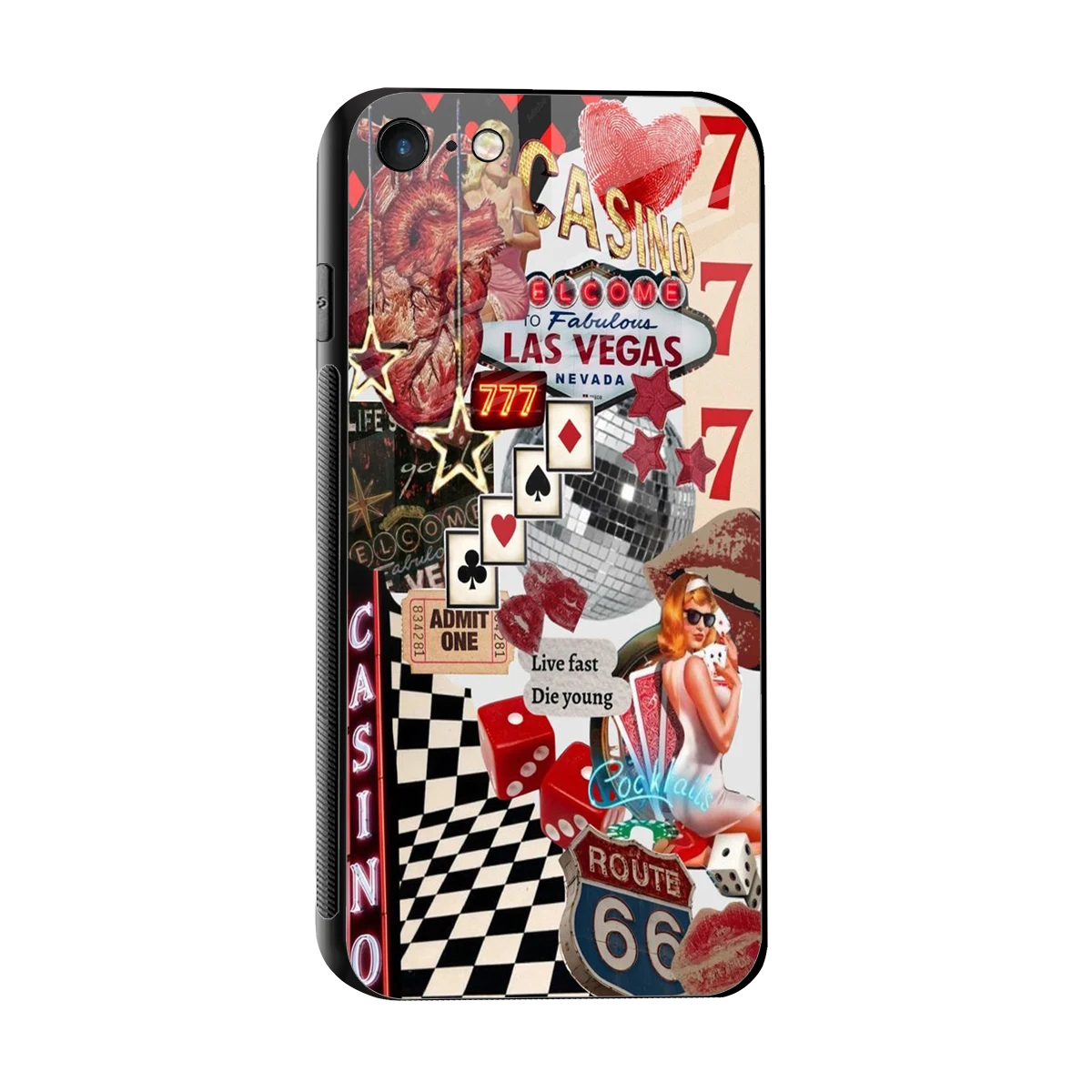 Vegas Vibes sleek iphone 7 cover with tempered glass back and TPU edges