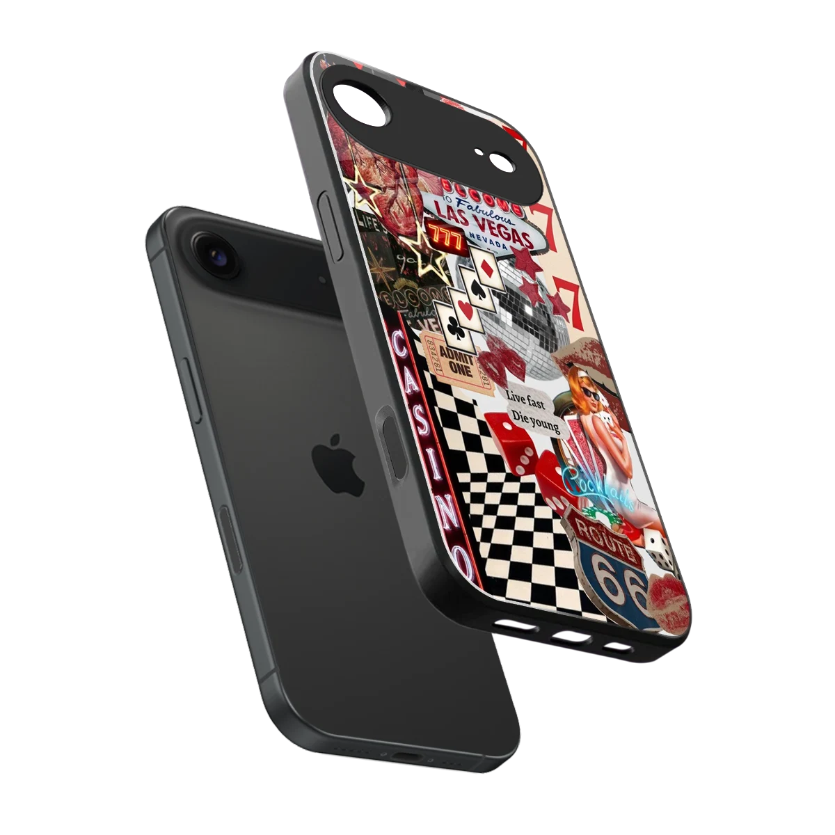 Vegas Vibes sleek iphone air cover with tempered glass back and TPU edges