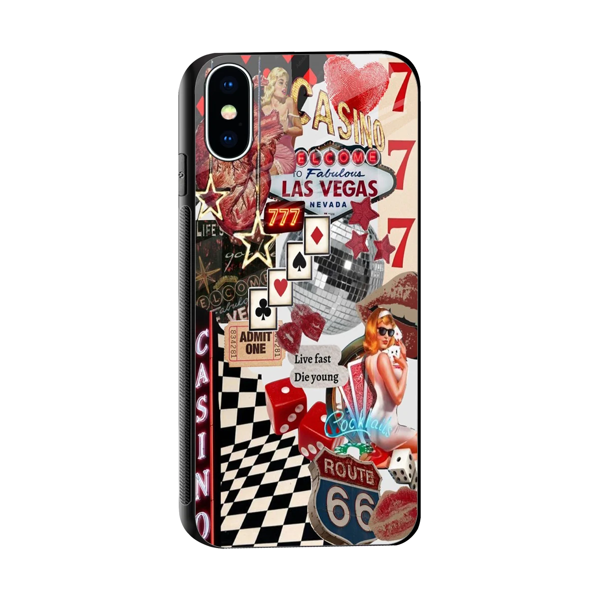 Vegas Vibes sleek iphone x cover with tempered glass back and TPU edges