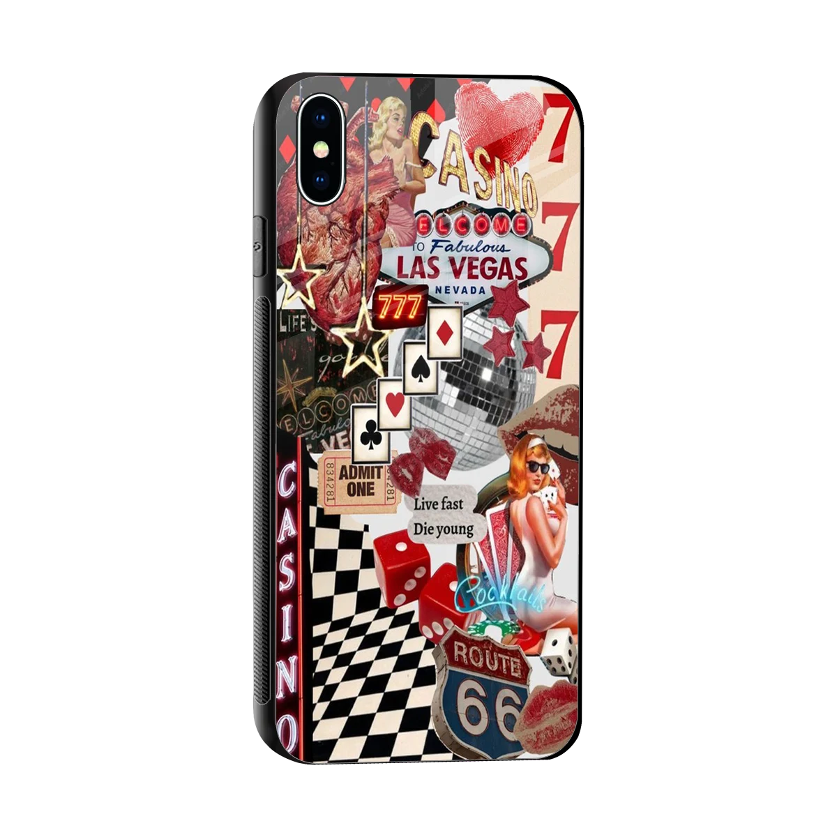 Vegas Vibes sleek iphone xs max cover with tempered glass back and TPU edges