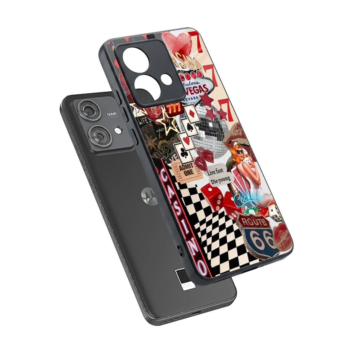 Vegas Vibes sleek motorola edge 40 neo 5g cover with tempered glass back and TPU edges