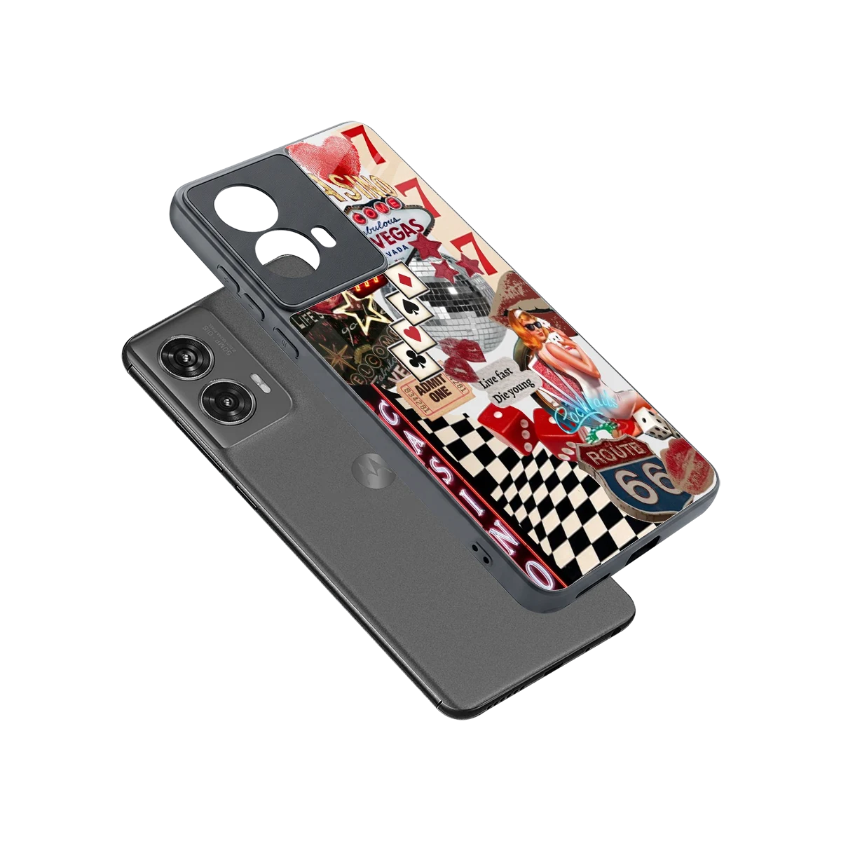 Vegas Vibes sleek motorola edge 50 fusion cover with tempered glass back and TPU edges