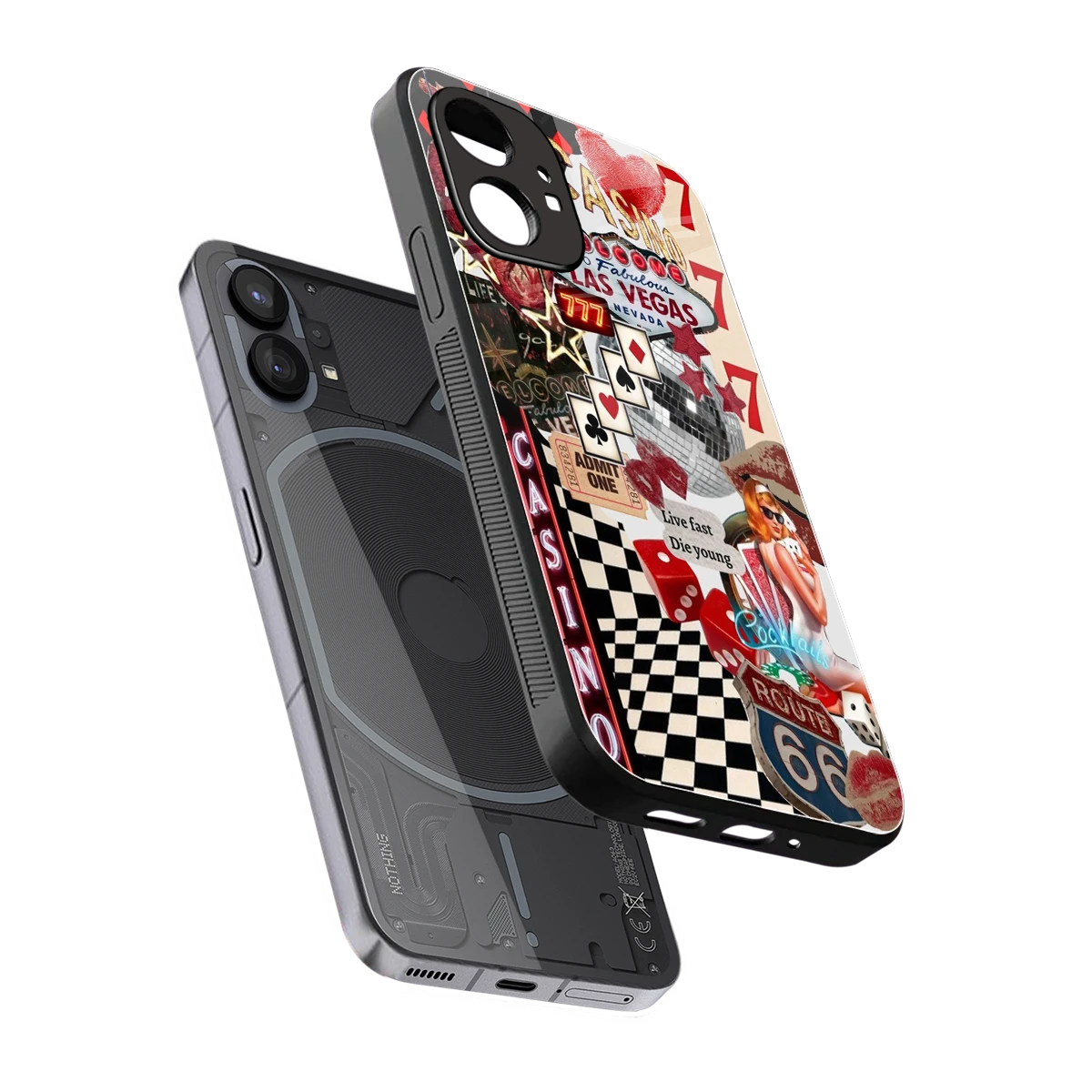 Vegas Vibes sleek nothing phone 1 cover with tempered glass back and TPU edges