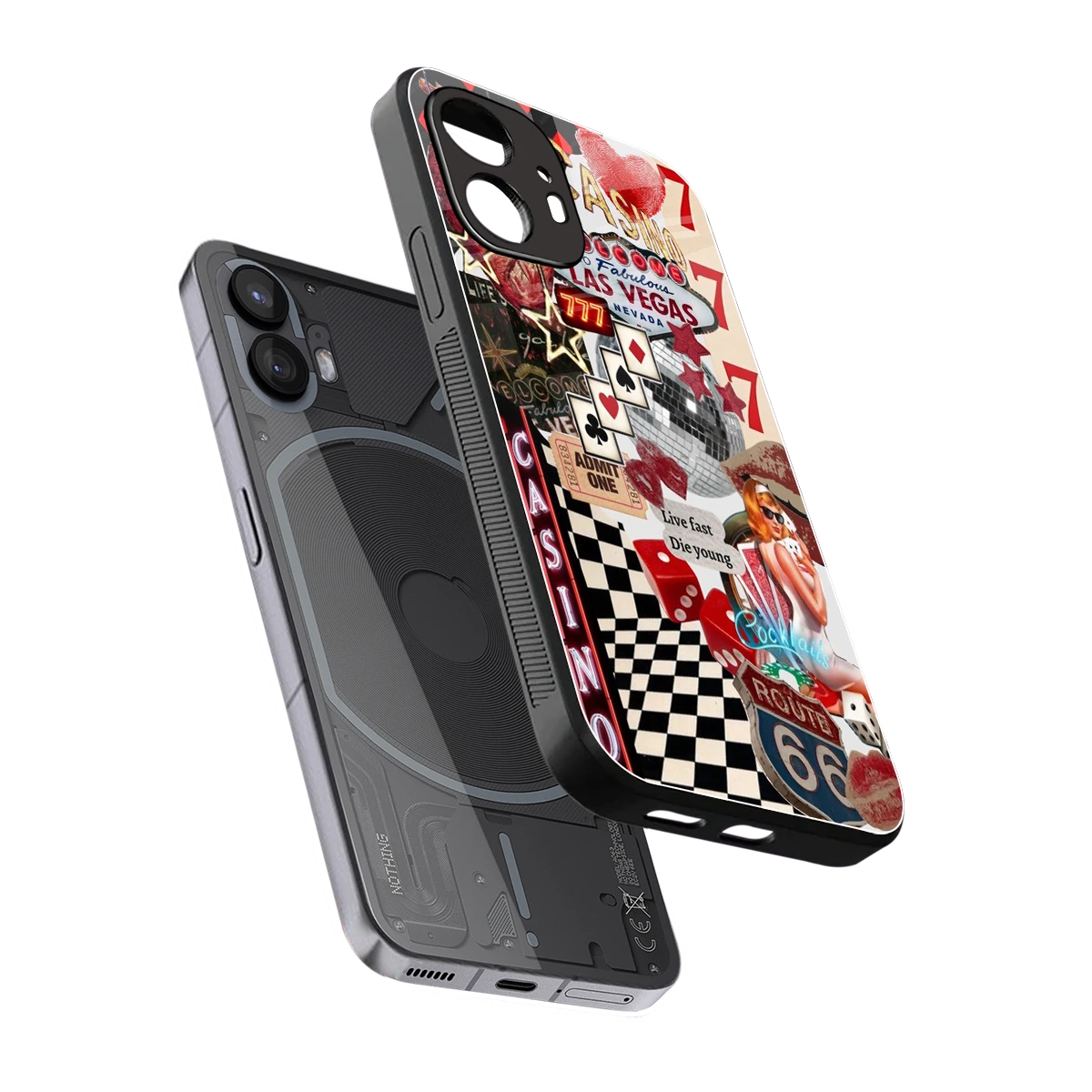 Vegas Vibes sleek nothing phone 2 cover with tempered glass back and TPU edges