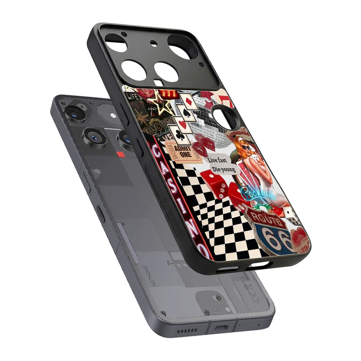 Vegas Vibes sleek nothing phone 3 cover with tempered glass back and TPU edges