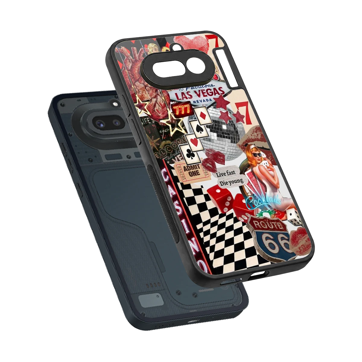 Vegas Vibes sleek nothing phone 4a cover with tempered glass back and TPU edges
