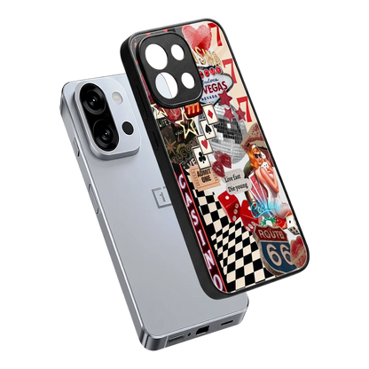 Vegas Vibes sleek oneplus 13s cover with tempered glass back and TPU edges