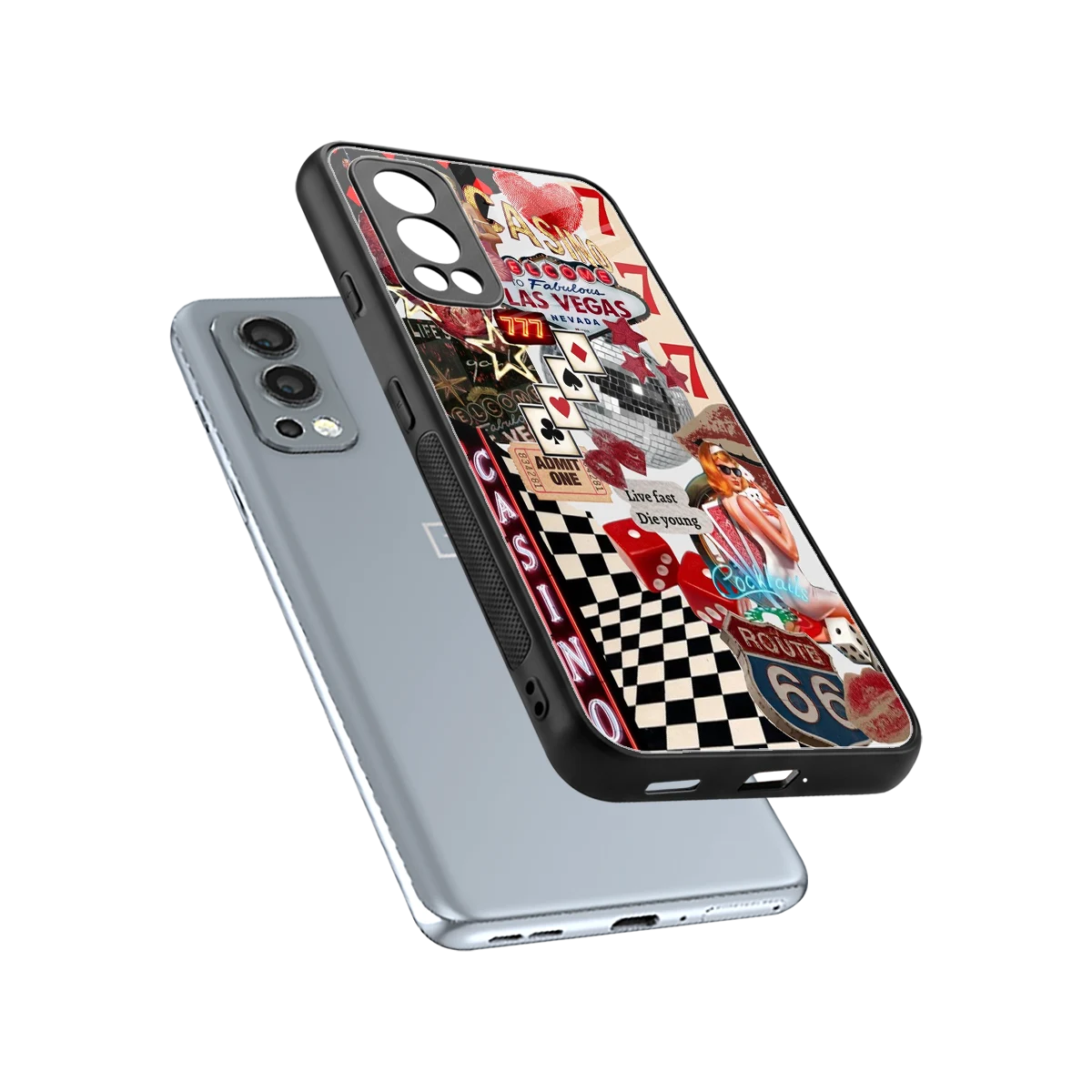 Vegas Vibes sleek oneplus nord 2 cover with tempered glass back and TPU edges