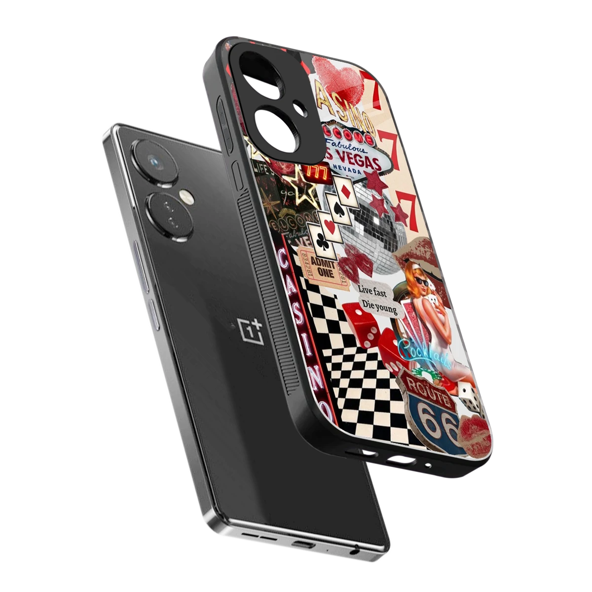Vegas Vibes sleek oneplus nord ce 3 cover with tempered glass back and TPU edges