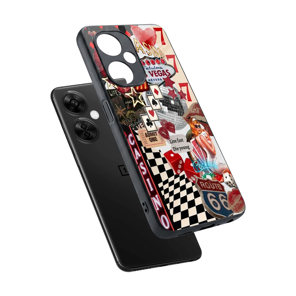 Vegas Vibes sleek oneplus nord ce 3 lite cover with tempered glass back and TPU edges