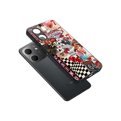 Vegas Vibes sleek oppo a5x 5g cover with tempered glass back and TPU edges