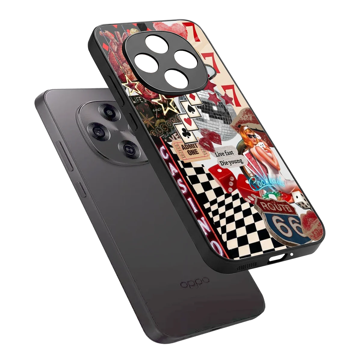 Vegas Vibes sleek oppo f31 pro 5g cover with tempered glass back and TPU edges