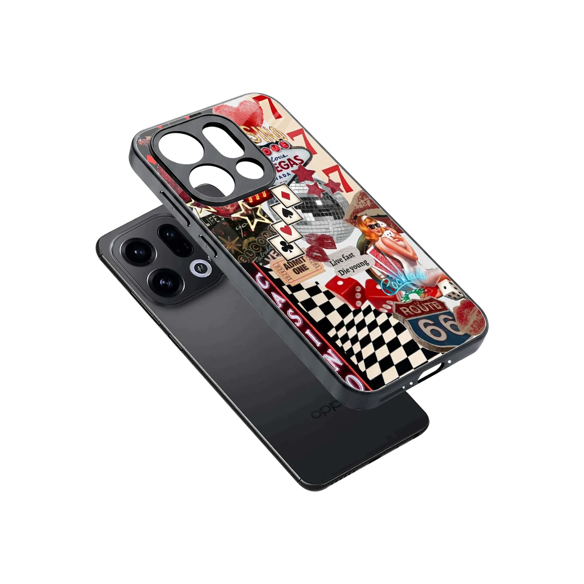 Vegas Vibes sleek oppo find x9 cover with tempered glass back and TPU edges