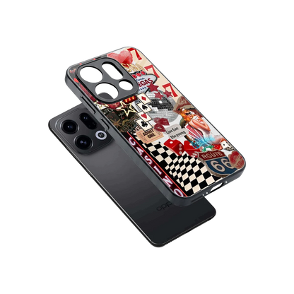 Vegas Vibes sleek oppo find x9 cover with tempered glass back and TPU edges