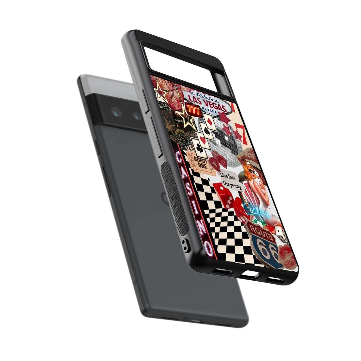 Vegas Vibes sleek google pixel 6 pro cover with tempered glass back and TPU edges