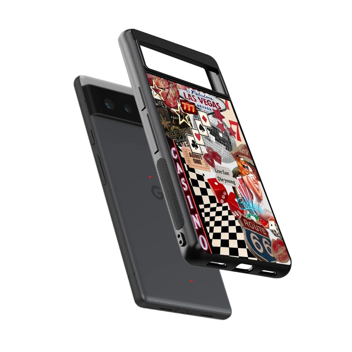 Vegas Vibes sleek google pixel 6 cover with tempered glass back and TPU edges