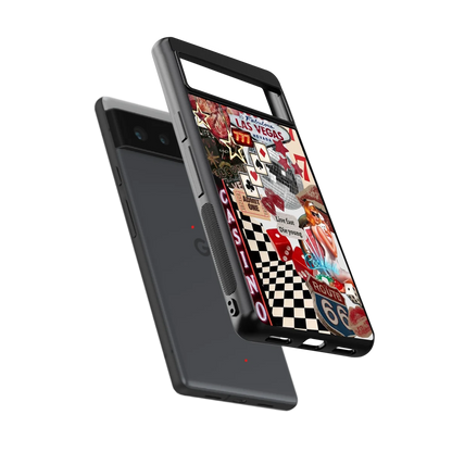 Vegas Vibes sleek google pixel 6a cover with tempered glass back and TPU edges