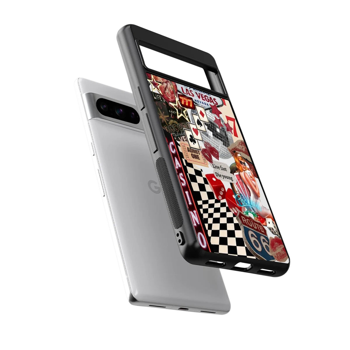 Vegas Vibes sleek google pixel 8 pro cover with tempered glass back and TPU edges