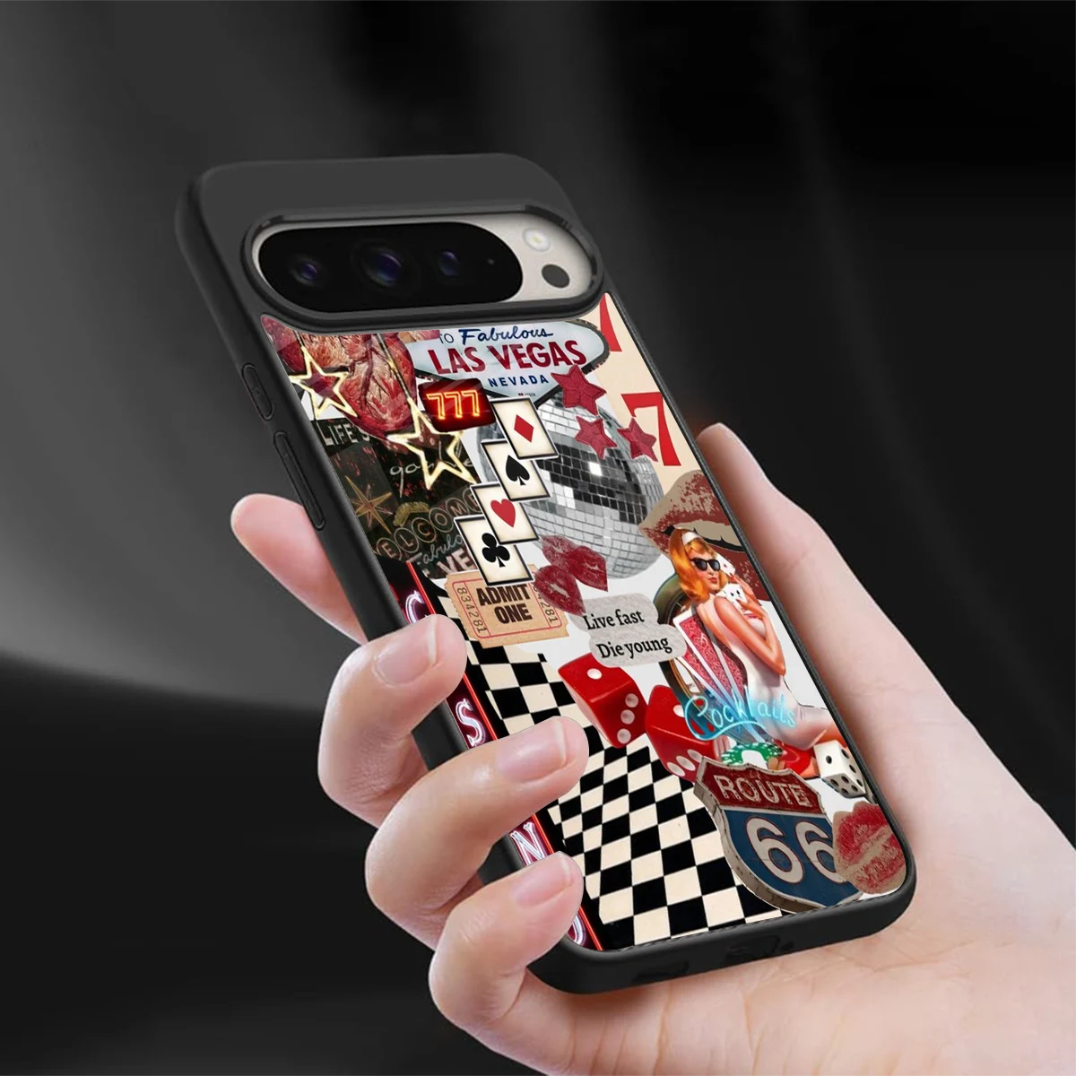 Vegas Vibes sleek google pixel 9 pro cover with tempered glass back and TPU edges
