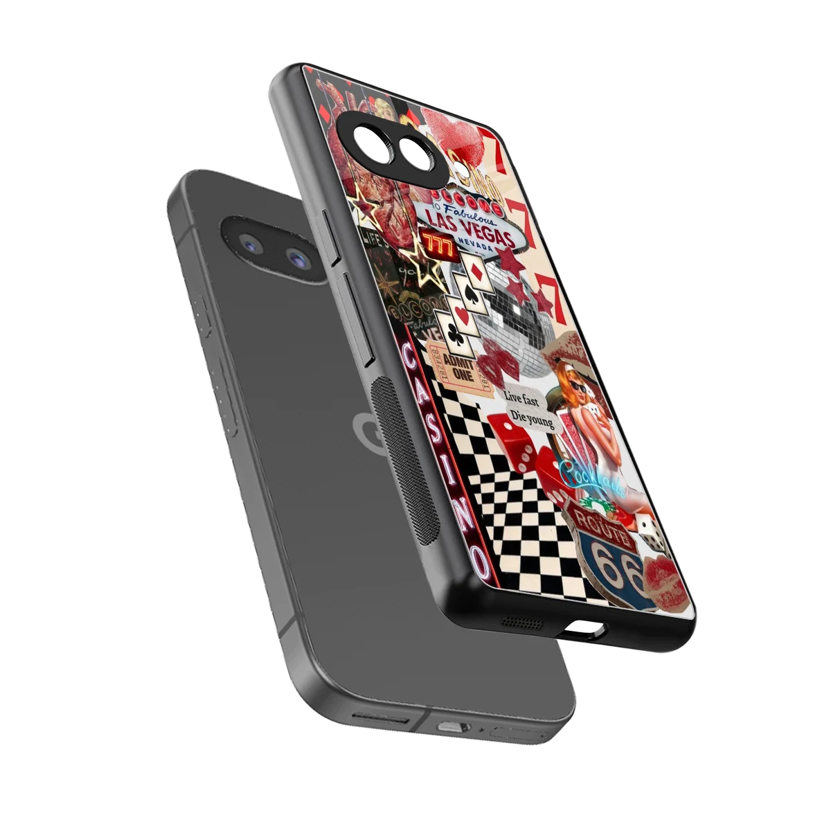 Vegas Vibes sleek google pixel 10a cover with tempered glass back and TPU edges