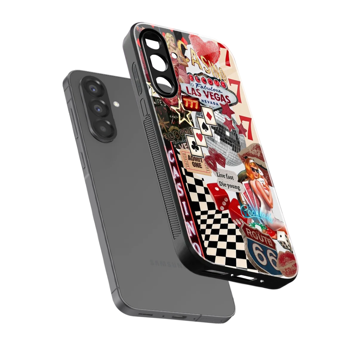 Vegas Vibes sleek samsung galaxy a37 5g cover with tempered glass back and TPU edges